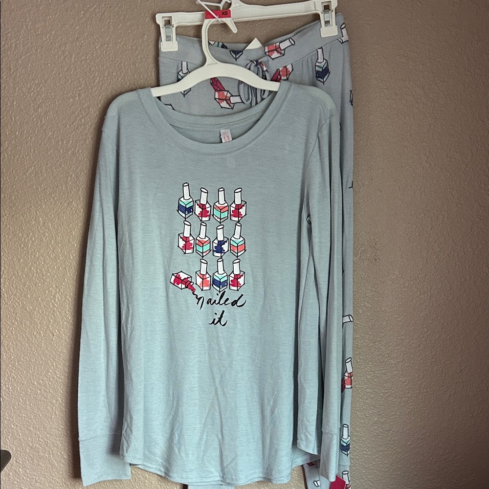 Light Gray Nail Polish Print Pajama Set
